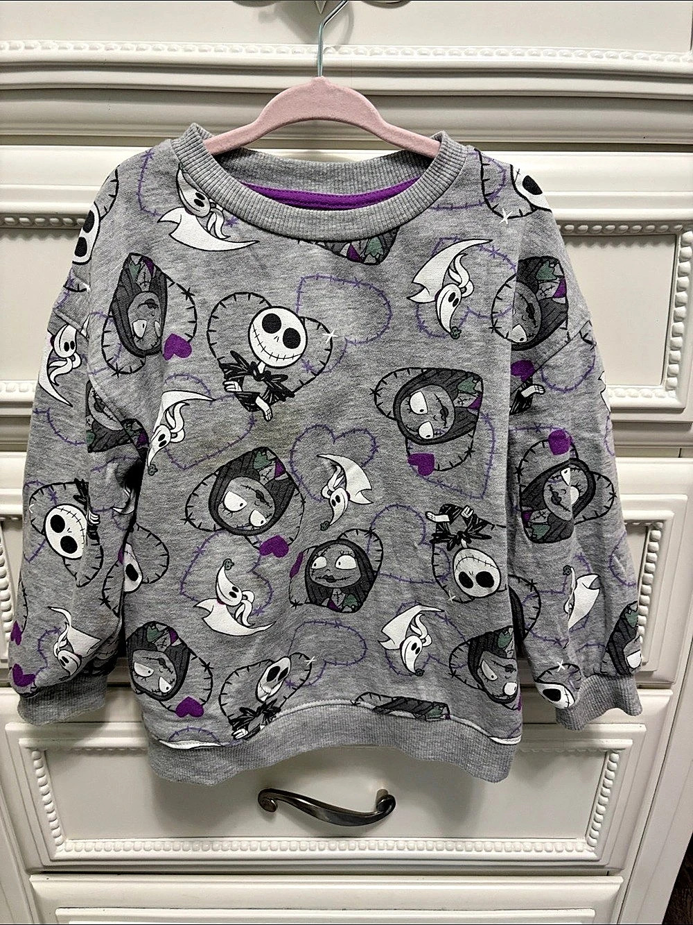 Disney The Nightmare Before Christmas Graphic Sweatshirt in Gray & Purple